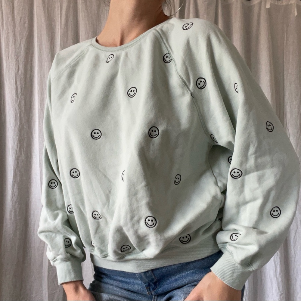 Mint Green Smiley Face Sweatshirt